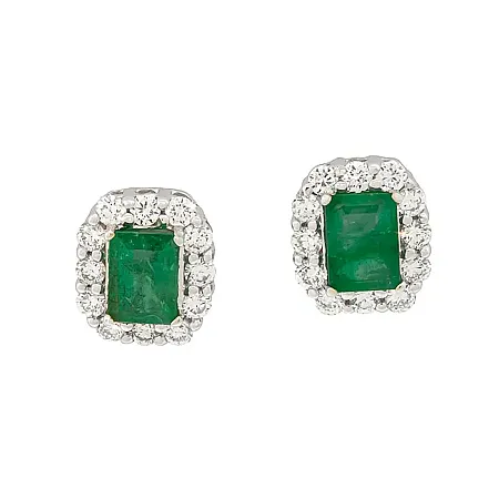 Σκουλαρίκια λευκόχρυσα 18Κ με σμαράγδια 0.97ct και διαμάντια 0.50ct. SΚ14620