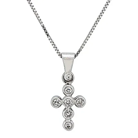 Σταυρός λευκόχρυσος με διαμάντια 0.08ct σε 18 καράτια σετ με αλυσίδα 18Κ. CR14989