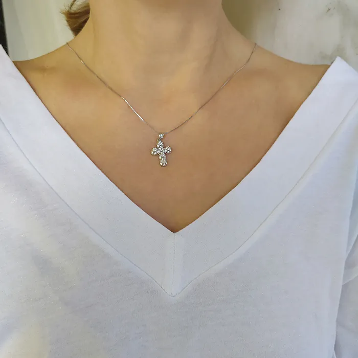 Σταυρός λευκόχρυσος με διαμάντια 0.51ct σε 18 καράτια. CR015221