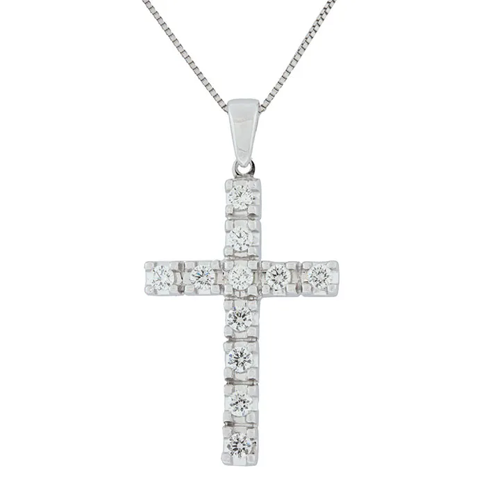 Σταυρός λευκόχρυσος με διαμάντια 0.50ct σε 18 καράτια. CR015222