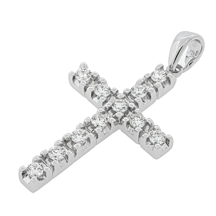 Σταυρός λευκόχρυσος με διαμάντια 0.50ct σε 18 καράτια. CR015222