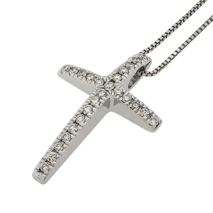 Σταυρός λευκόχρυσος με διαμάντια 0.21ct σε 18 καράτια. CR014473