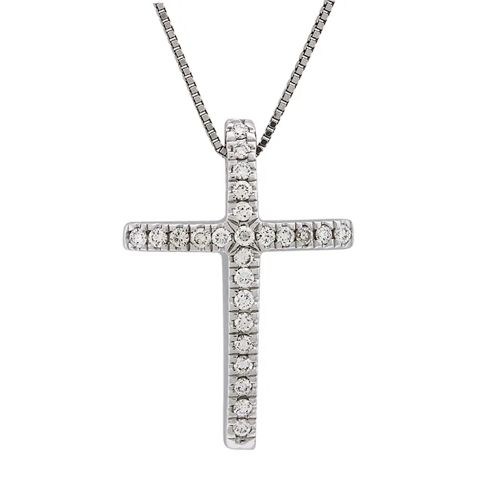 Σταυρός λευκόχρυσος με διαμάντια 0.21ct σε 18 καράτια. CR014473