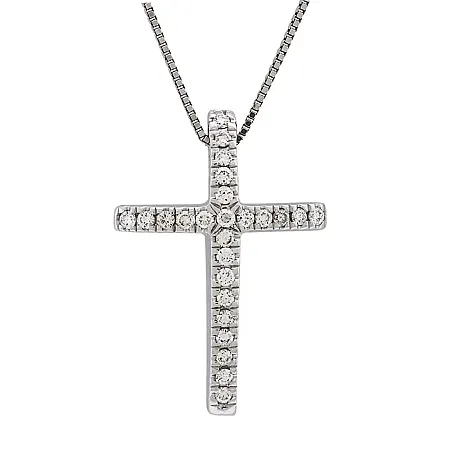 Σταυρός λευκόχρυσος με διαμάντια 0.21ct σε 18 καράτια. CR014473