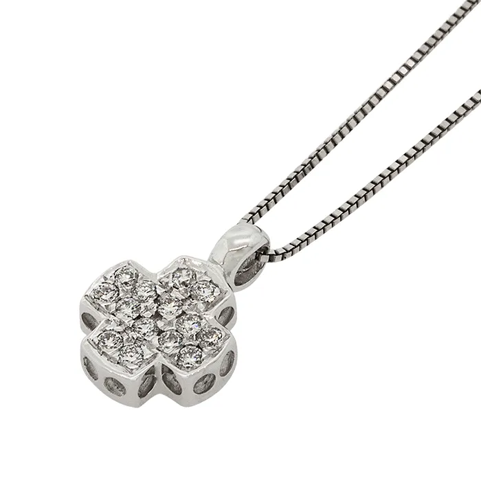 Λευκόχρυσος Σταυρός με διαμάντια 0.16ct και αλυσίδα στα 18 καράτια. CR14475