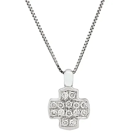 Λευκόχρυσος Σταυρός με διαμάντια 0.16ct και αλυσίδα στα 18 καράτια. CR14475