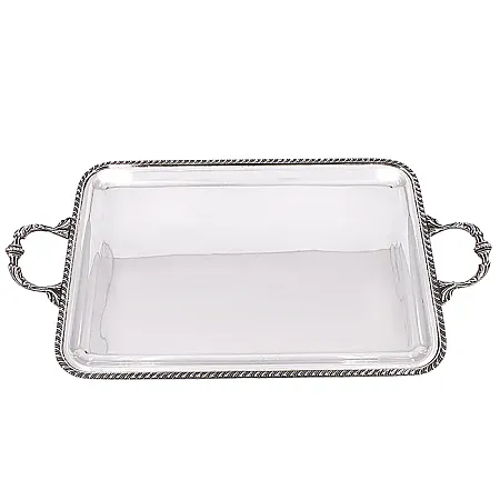 Ασημένιος ορθογώνιος δίσκος 44X23CM με χειροποίητες λεπτομέριες. SIL813