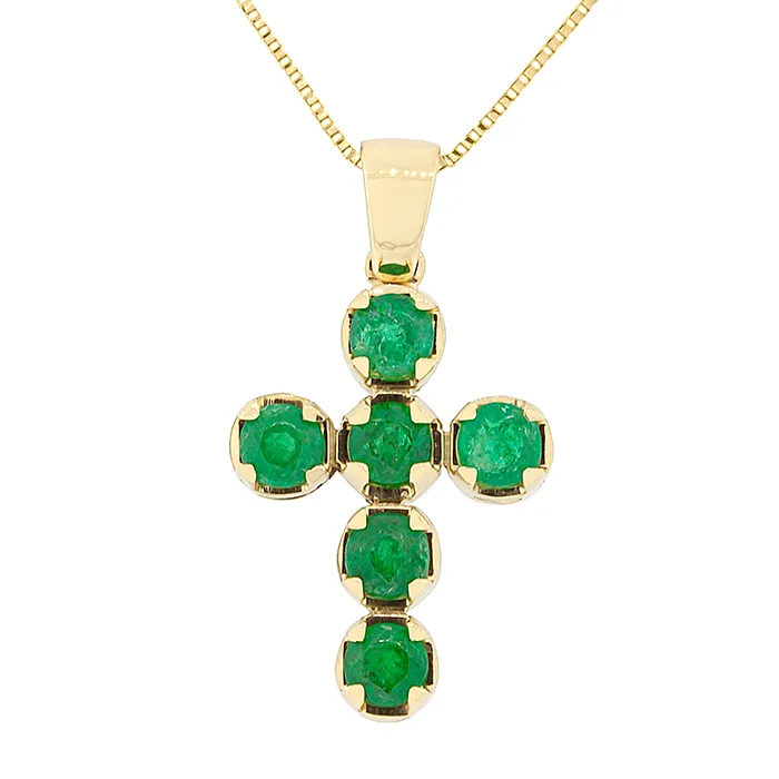 Χρυσός σταυρός με ορυκτά σμαράγδια 1.05ct σε 18 καράτια. CR16582