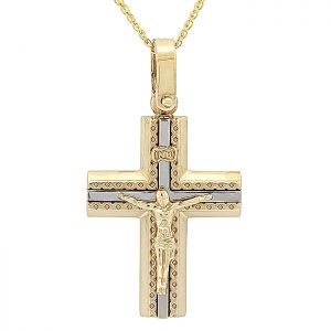 Χρυσός σταυρός με τον εσταυρωμένο σε 14 καράτια.CRA0053