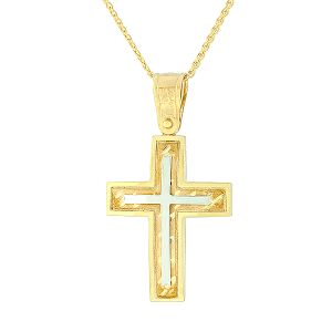 Ιδιαίτερος χρυσός ανδρικός σταυρός με λευκόχρυσα στοιχεία σε 14 καράτια. CRA0120