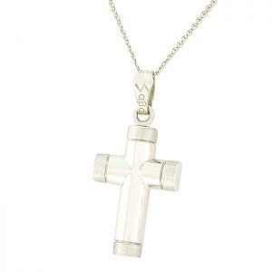 Ιδιαίτερος λευκόχρυσος ανδρικός σταυρός με ματ λεπτομέρειες σε 14 καράτια CRA0240