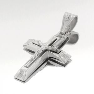 Λευκόχρυσος ανδρικός σταυρός με τον εσταυρωμένο στα 14 καράτια CRA0276