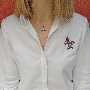 Γυναικείος σταυρός λευκόχρυσος σε 14 καράτια με ζιργκόν. CRS0416