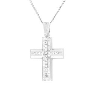 Γυναικείος λευκόχρυσος σταυρός σε 14 καράτια. CRS0451