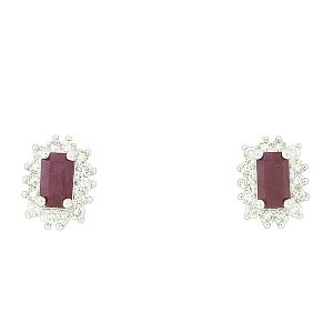 Λευκόχρυσα σκουλαρίκια ροζέτες με ρουμπίνια και διαμάντια σε 18 καράτια. SΚ10341