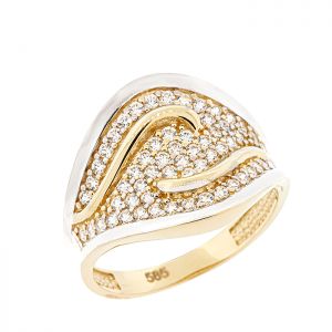 Δαχτυλίδι χρυσό 14 καράτια δίχρωμο με ζιργκόν. RΖ1066