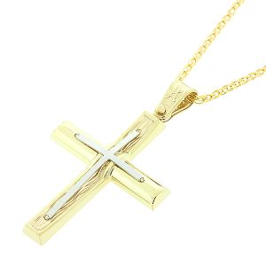Χρυσός ανδρικός σταυρός μαζί με αλυσίδα σε 14 καράτια. CRA10833