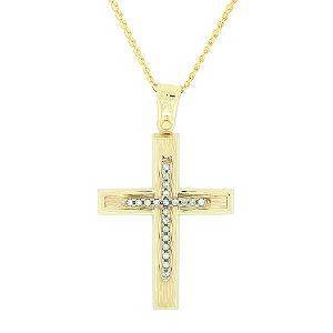 Χρυσός γυναικείος σταυρός σετ με χρυσή αλυσίδα 14 καράτια. CRS10847