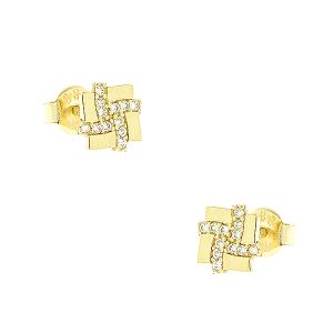 Χρυσά καρφωτά σκουλαρίκια με ζιργκον 14 καράτια.SK11481
