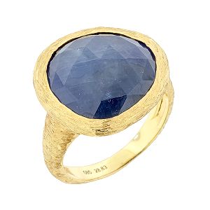 Μεγάλο χρυσό χειροποίητο δαχτυλίδι 14Κ με ορυκτό ζαφείρι. RΚ12015