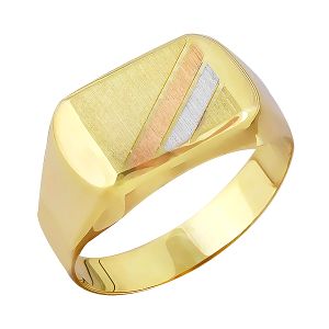 Χρυσό ανδρικό δαχτυλίδι στα τρία χρώματα του χρυσού σε 14 καράτια. RA12154