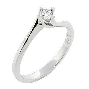 Λευκόχρυσο μονόπετρο δαχτυλίδι 18K με διαμάντι 0.15ct H VVS2. RD19244