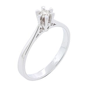 Εξάδοντο λευκόχρυσο 18Κ μονόπετρο δαχτυλίδι  με διαμάντι 0.14ct.  RD17627