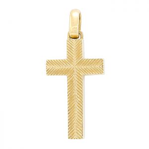 Χειροποίητος χρυσός ανδρικός σταυρός διπλής όψης σε 18 καράτια. CRA13310