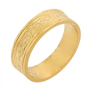 Ασημένιο δαχτυλίδι 925° επιχρυσωμένο με σκαλιστό σχέδιο. C13357