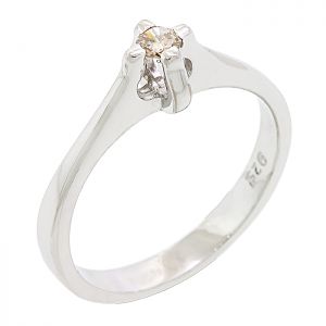 Ασημένιο δαχτυλίδι 925° μονόπετρο με ορυκτό διαμάντι. C13602