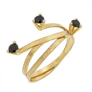 Χειροποίητο χρυσό δαχτυλίδι δεμένο με μαύρα διαμάντια 0.38ct στα 18 Καράτια. RK14636