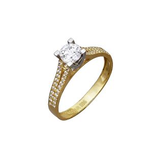Μονόπετρο δαχτυλίδι δεμένο σε χρυσό 14 καράτια με ζιργκόν. RZ14651