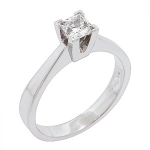 Λευκόχρυσο 18K κλασικό μονόπετρο δαχτυλίδι με διαμάντι GIA princess 0.52ct  F VS1. RD15022