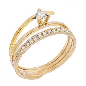 Χειροποίητο δαχτυλίδι χρυσό σε 18 καράτια με διαμάντια. RΚ15078