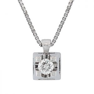 Λευκόχρυσο 18 καράτια μενταγιόν με φυσικό διαμάντι 0.08ct σετ με αλυσίδα 18Κ. MD15344