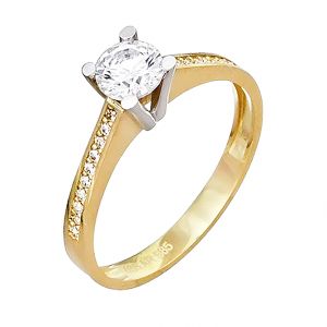 Μονόπετρο δαχτυλίδι δεμένο σε χρυσό 14 καράτια με ζιργκόν. RZ15430