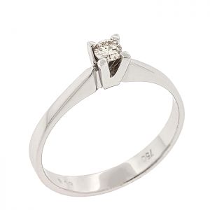 Λευκόχρυσο μονόπετρο δαχτυλίδι 18 καράτια με διαμάντι 0.12ct. RD15545