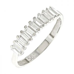 Δαχτυλίδι σειρέ δεμένο σε λευκόχρυσο 14 καράτια με ζιργκόν. RZ15943