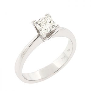 Λευκόχρυσο 18K κλασικό μονόπετρο δαχτυλίδι με διαμάντι HRD princess 0.95ct  Η IF. RD16460