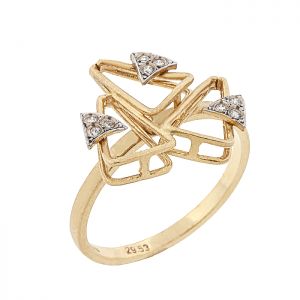 Χειροποίητο δαχτυλίδι χρυσό σε 14 καράτια με διαμάντια. RK16544