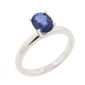 Λευκόχρυσο δαχτυλίδι σε 18 καράτια με μπλε ζαφείρι 1.20ct. RL16718