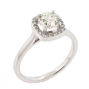 Λευκόχρυσο δαχτυλίδι 18 καράτια ροζέτα με διαμάντι 0.90ct. RL16928