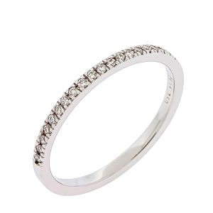 Λευκόχρυσο δαχτυλίδι μισόβερο 18 καράτια με διαμάντια  0.13ct. RL17083