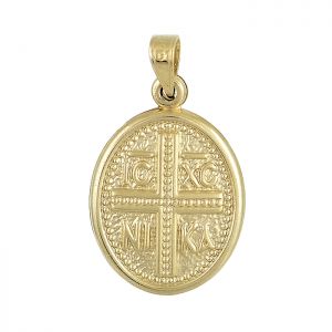 Κωνσταντινάτο χρυσό ανάγλυφο ΙΗΣΟΥΣ ΧΡΙΣΤΟΣ ΝΙΚΑ σε 14 καράτια . BE17359