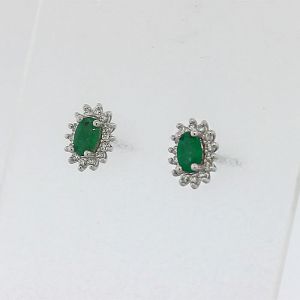 Λαμπερές ροζέτες σκουλαρίκια με σμαράγδια 0.43ct και διαμάντια. SK17420
