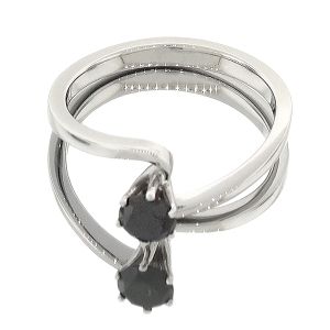 Μονόπετρο εξάδοτο δαχτυλίδι φλόγα από πλατίνα δεσιμο με μαύρο διαμάντι 0.40ct. RD1745