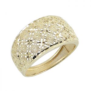 Χρυσό δαχτυλίδι φαρδύ σκαλιστό σε 14 καράτια.RZ17571
