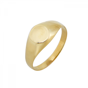 Δαχτυλίδι χρυσό 14Κ σεβαλιέ με κυκλική πλάκα. RZ18178