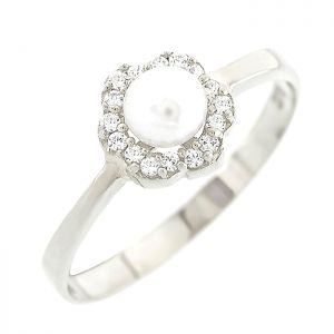 Λευκόχρυσο δαχτυλίδι με μαργαριτάρι σε 9 καράτια.RZ18227