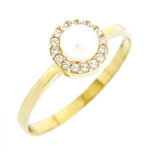 Χρυσό δαχτυλίδι με μαργαριτάρι σε 9 καράτια.RZ18230